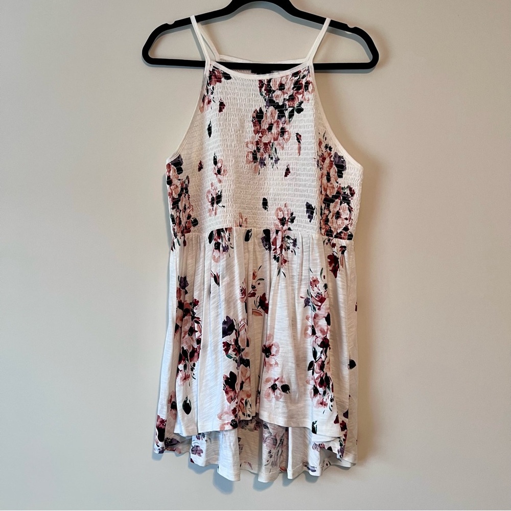 Torrid White and Pink Floral Smocked Halter Top